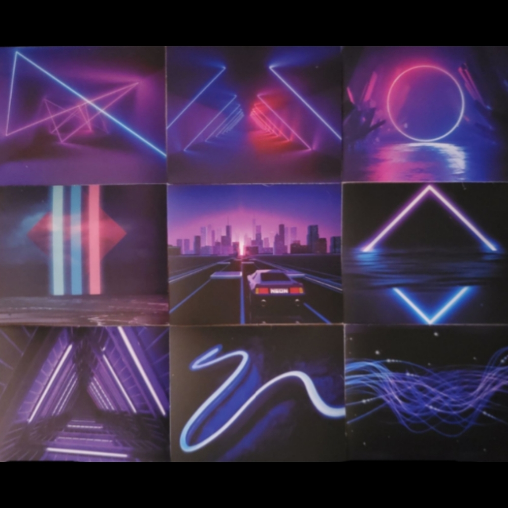 9 Neon Abstract Vaporwave Art Stickers